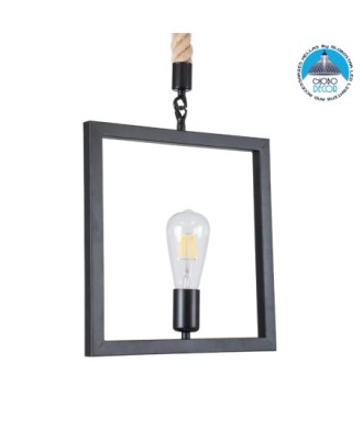 GLOBOSTAR® FRAISE 01077 Vintage Κρεμαστό Φωτιστικό Οροφής με Ντουί 1 x E27 AC 220-240V IP20 - Μαύρο & Μπεζ - Μ32 x Π4 x Υ32cm